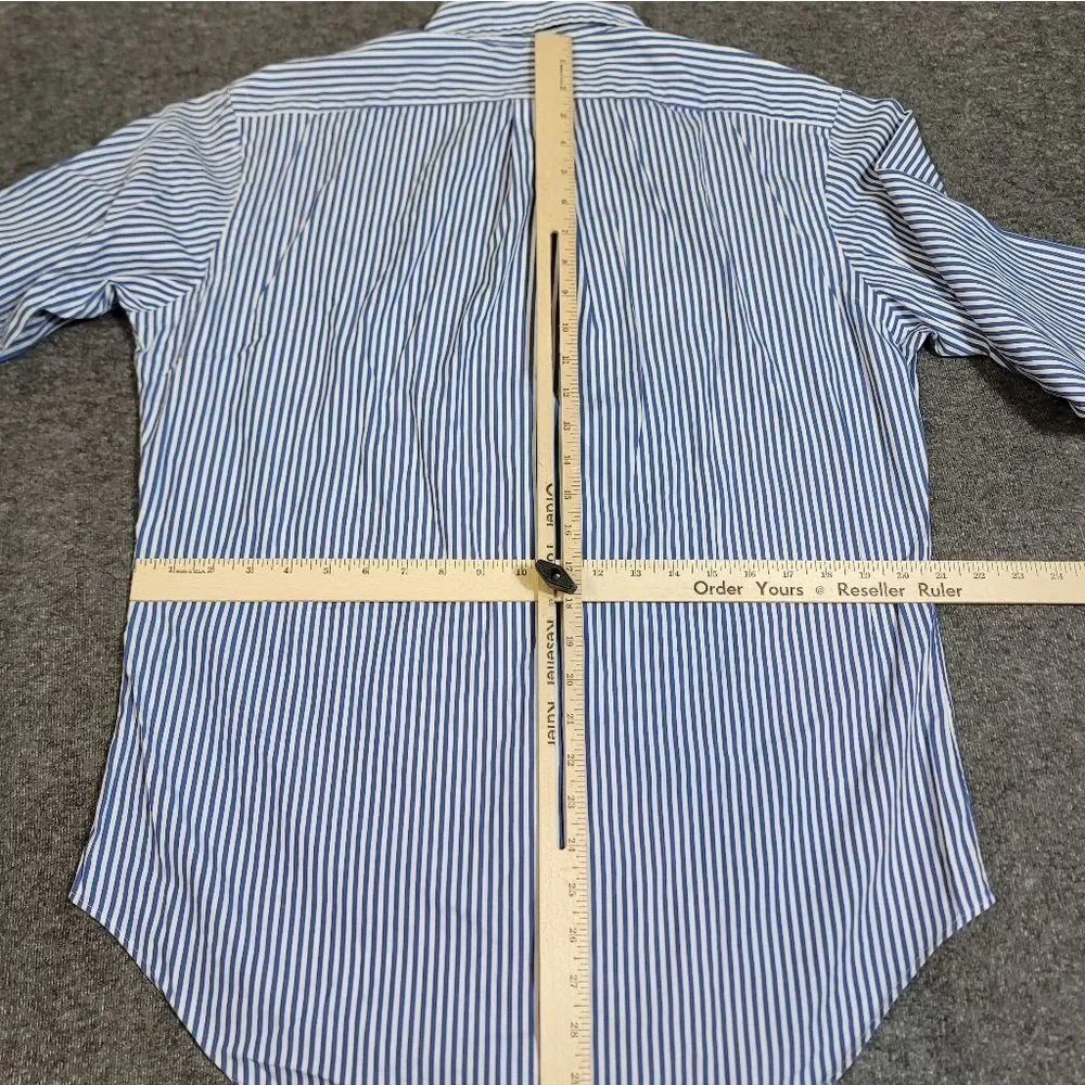 Polo Ralph Lauren Classic Fit Blue White Stripe Button Down Shirt Men M Vtg 90's